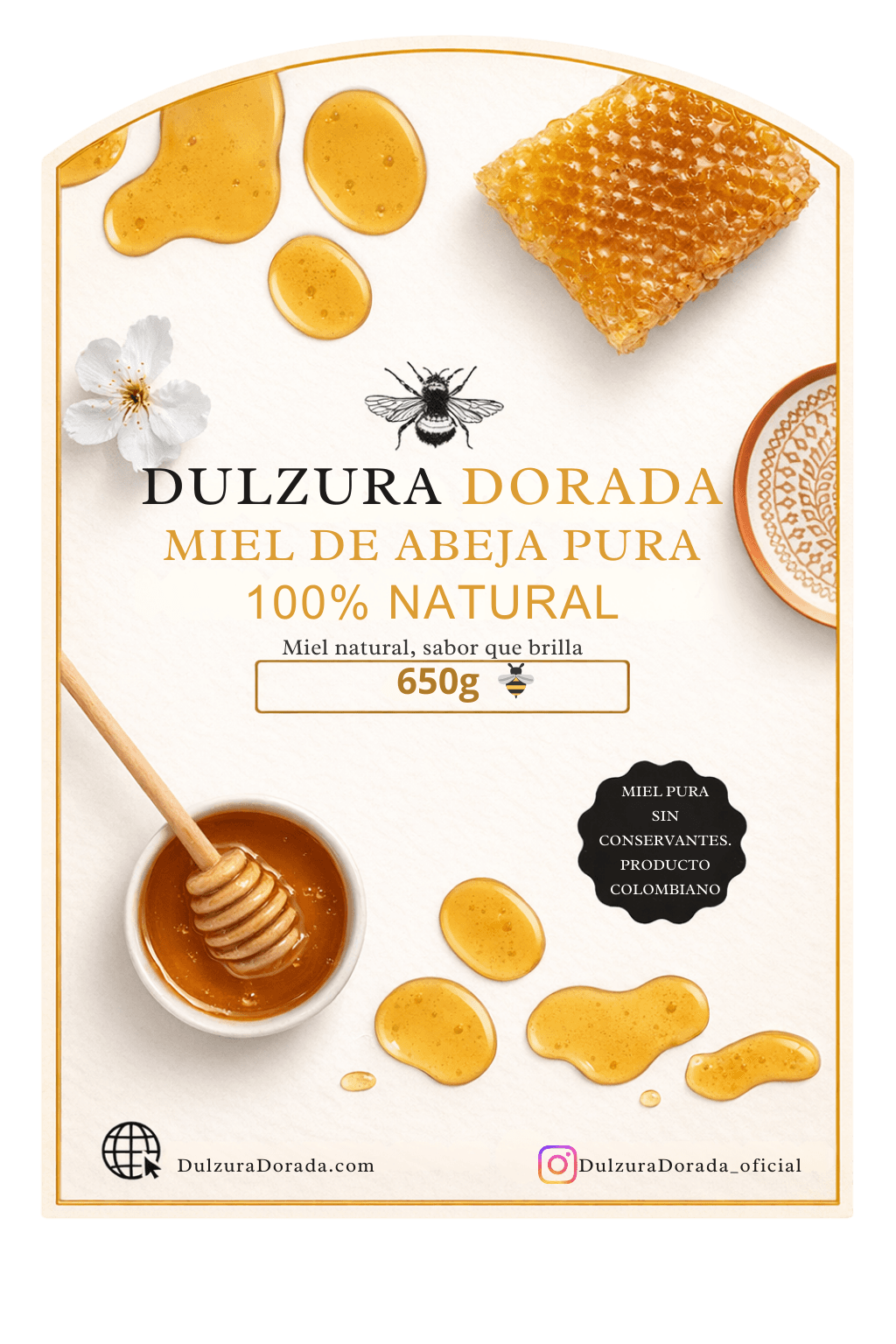 MIEL DE ABEJA PURA 100% NATURAL 650g